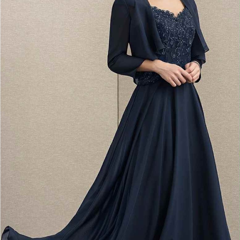 Jjs House Navy Long Sleeve Gown
